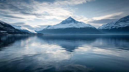 Snowy Mountain Reflected in Calm Waters