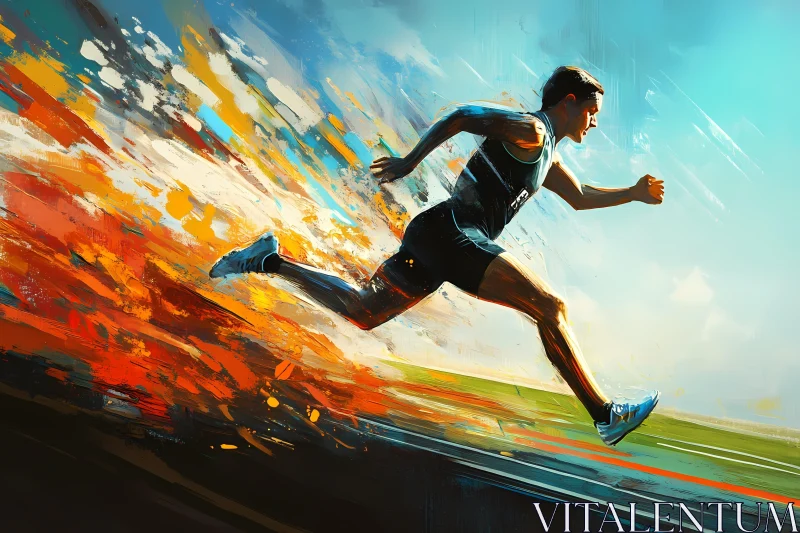 AI ART Energetic Runner in Motion Painting