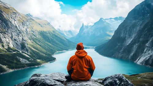 Person Meditating by Mountain Lake