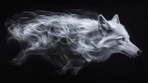 Monochrome Wolf in Smoke