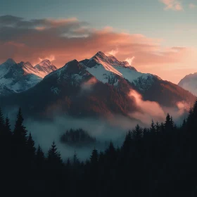 Snowy Peaks at Dusk