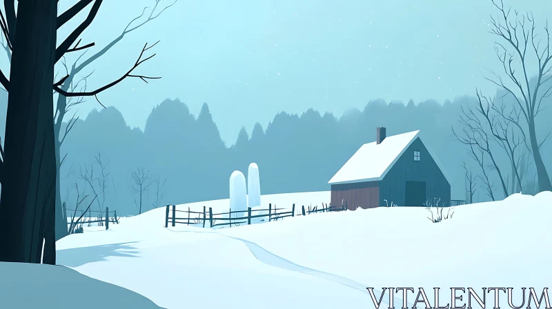 AI ART Winter's Quiet Embrace: A Snowy Vista