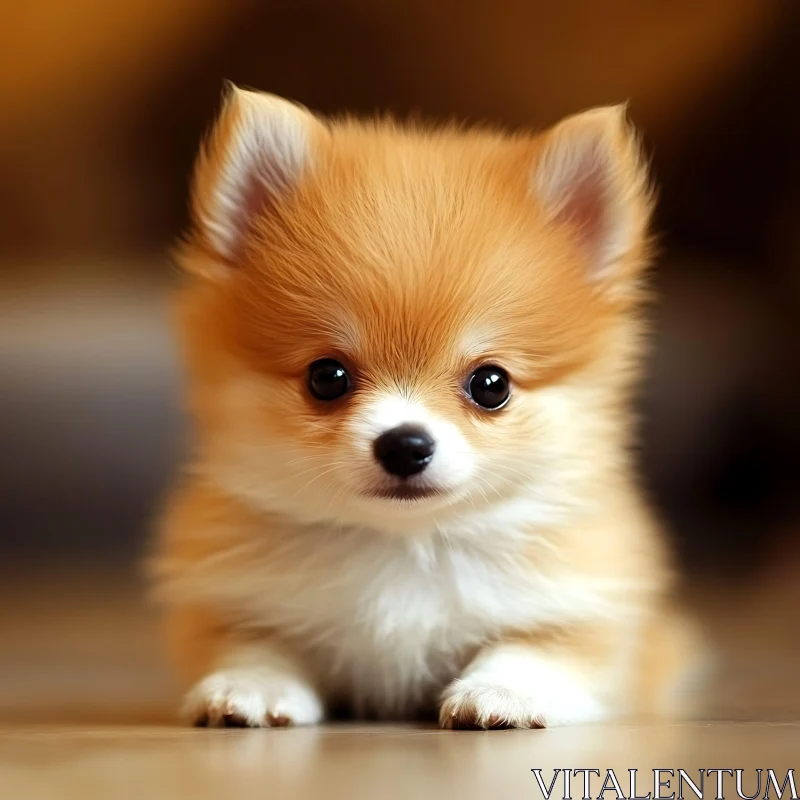 Cute Puppy with Fluffy Orange and White Fur AI Image