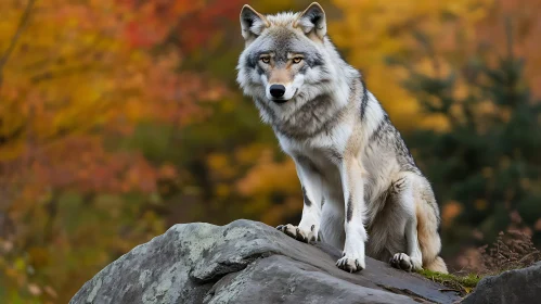 Wild Wolf Portrait in Fall