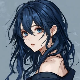 Blue-Haired Anime Girl Art