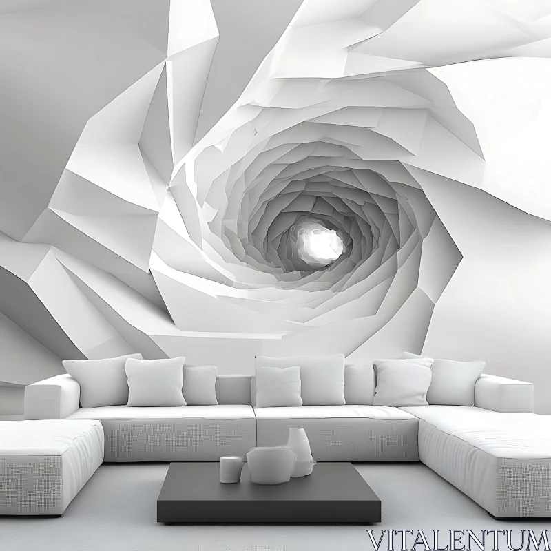 AI ART White Themed Minimalist Interior with Geometric Design