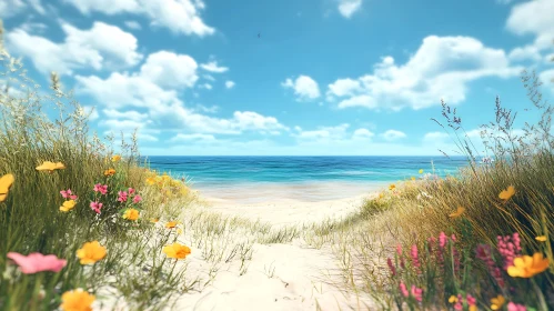 Seaside Meadow: A Floral Path to the Sea