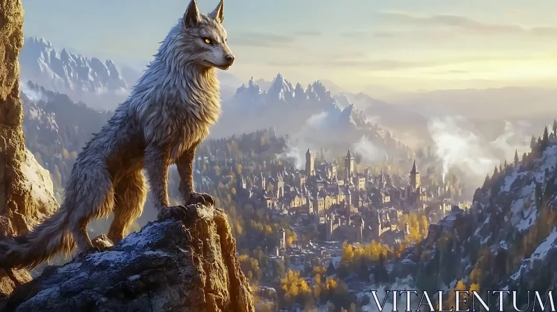 Lone Wolf Watching Over the Kingdom AI Image