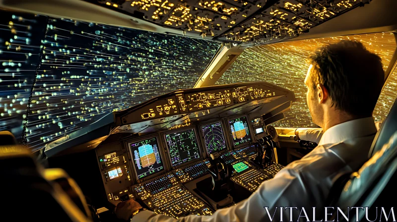 AI ART Aircraft Cockpit at Night