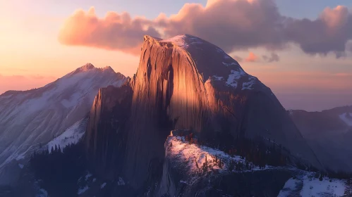 Snowy Peaks at Sunset