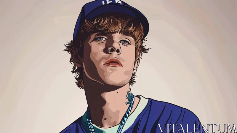 Digital Portrait of Justin Bieber AI Image