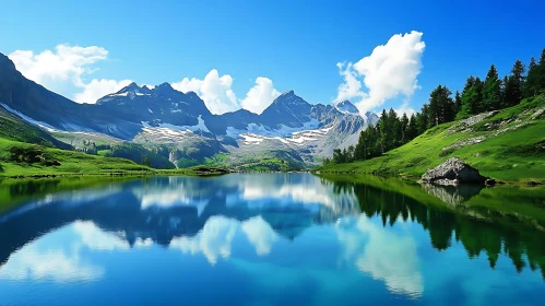 Alpine Lake Reflecting Mountain Peaks