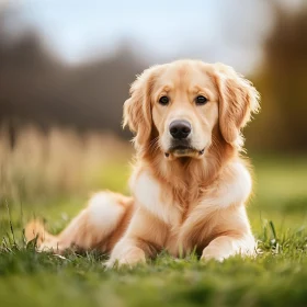 Calm Golden Retriever in Natural Setting