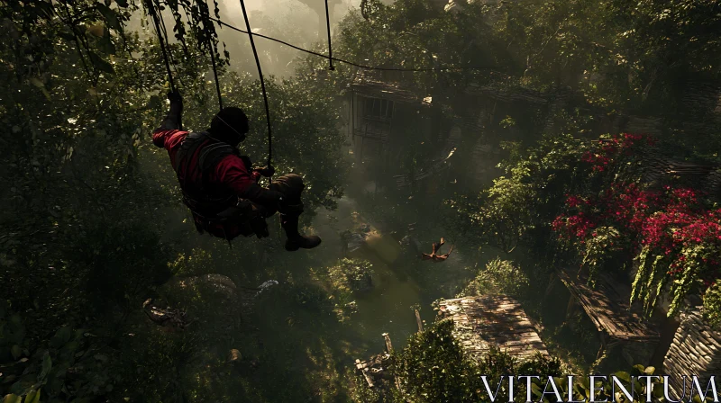 Swinging Through the Jungle Canopy AI Image