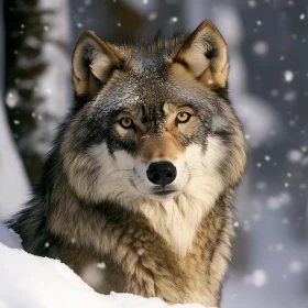 Winter Wolf in Snowy Ambiance