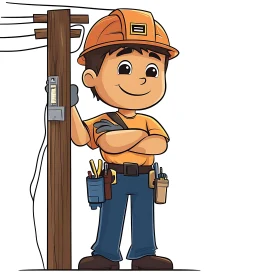 Illustration of a Cartoon Electrician