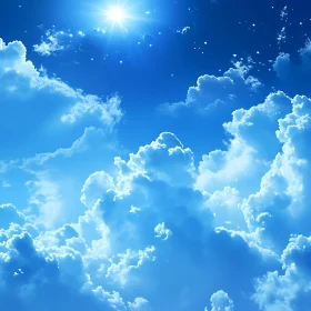 Fluffy Clouds in a Bright Blue Sky