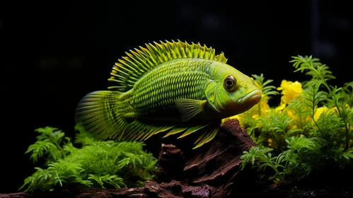 Exotic Green Tropical Fish in an Aquarium: A Visual Treat