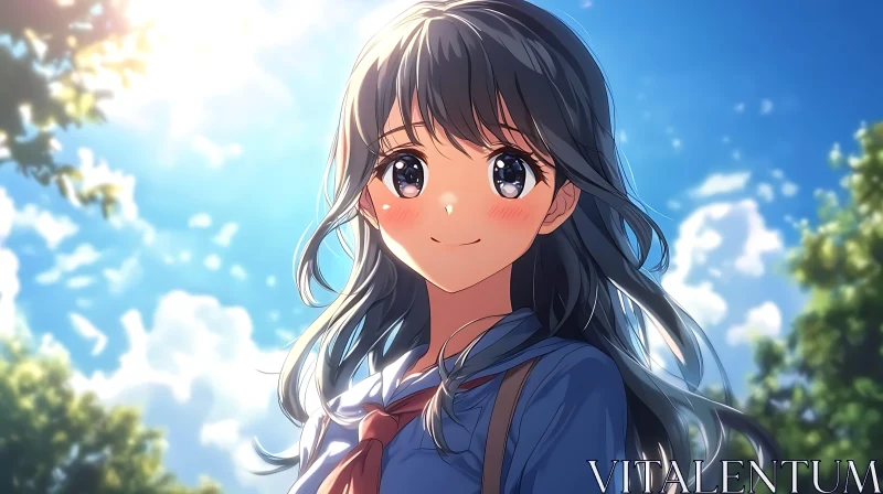 Anime Girl in Summer Sunlight AI Image