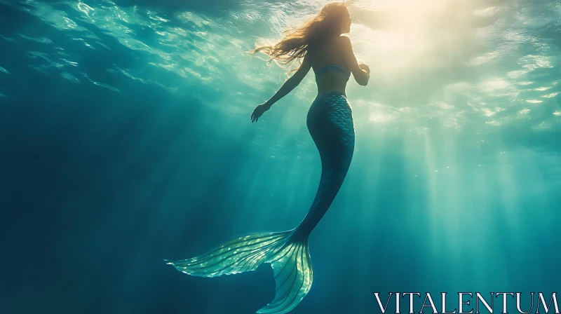 AI ART Underwater Mermaid Sunlight Art