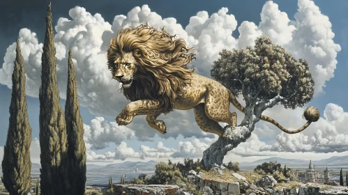 Lion's Leap into the Horizon