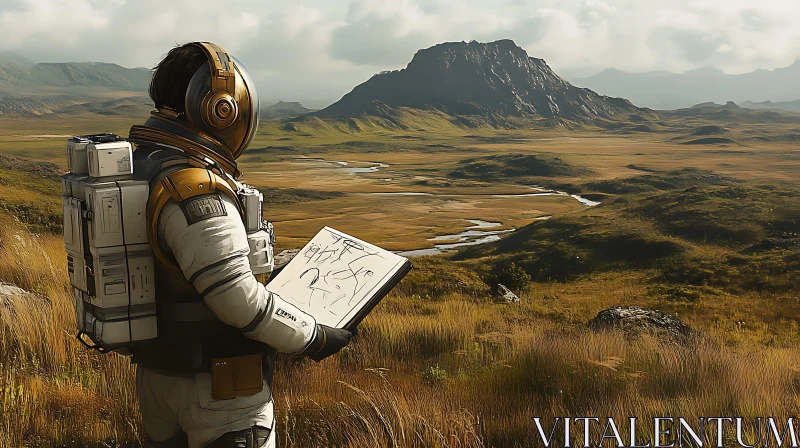 AI ART Sketching the Future: Astronaut's Landscape Art