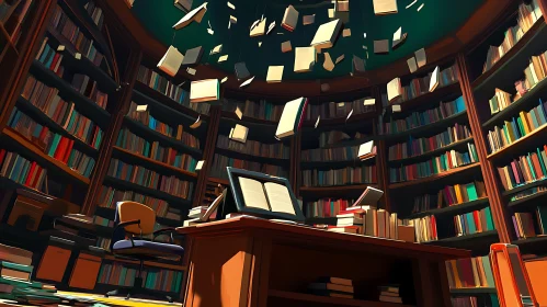 Whimsical Library Scene