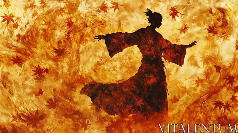 AI ART Dancing Woman Among Autumn Leaves