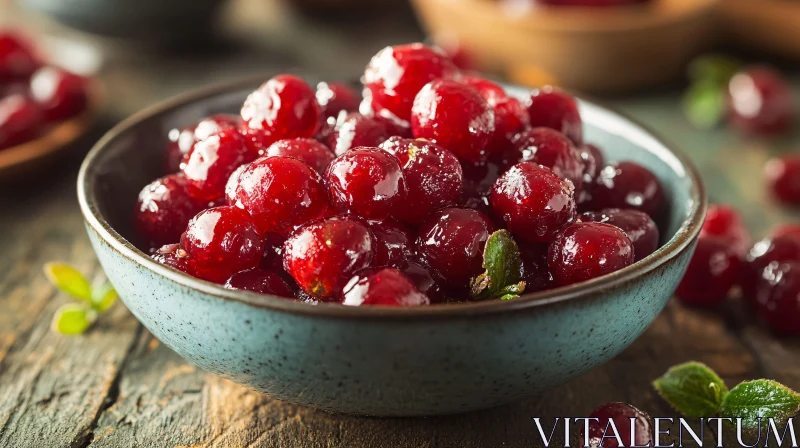 Festive Cranberry Sauce in Ceramic Bowl AI Image