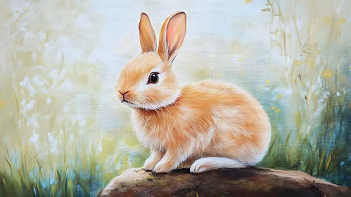 Gentle Rabbit Resting in Nature Artwork