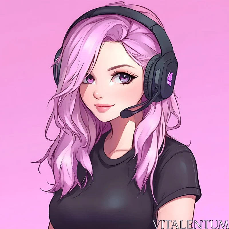 Gamer Girl Anime Portrait AI Image