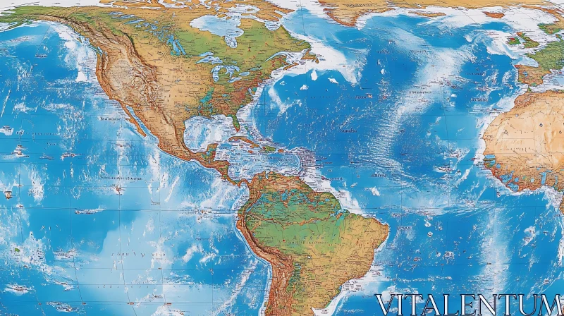 Continents and Oceans - World Map AI Image