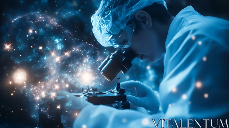 Cosmic Research: Scientist Exploring Nebula AI Image