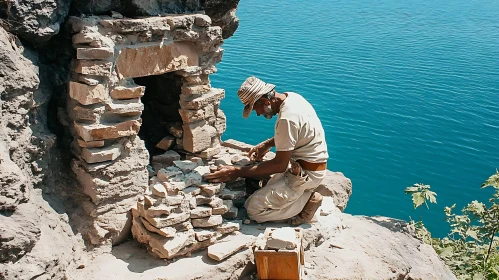 Man Building Stone Structure