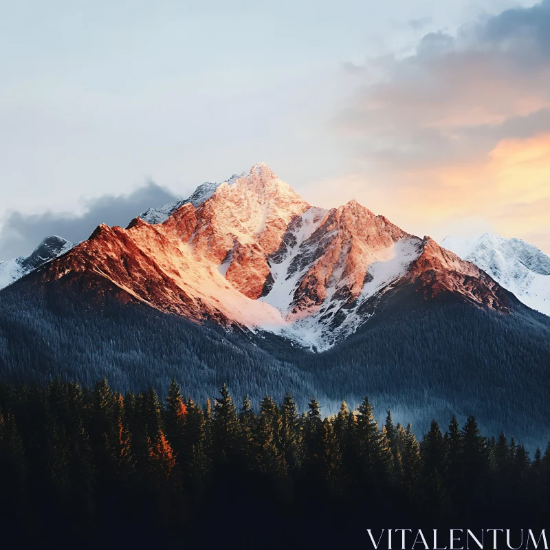 AI ART Mountain Vista Sunset Glow