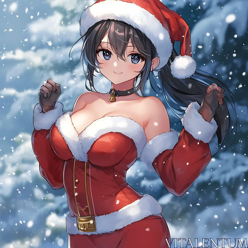 Festive Anime Santa in Winter Wonderland AI Image