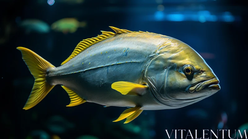 Bright Yellow Fish in Aquarium - An Artistic Marine Capture AI Image