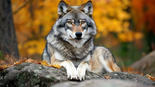 Portrait of Wolf in Autumnal Setting