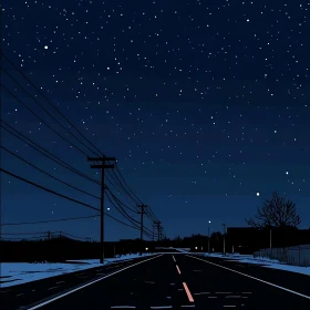 Night Road Under Stars