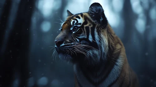 Wild Tiger Gaze in the Woods
