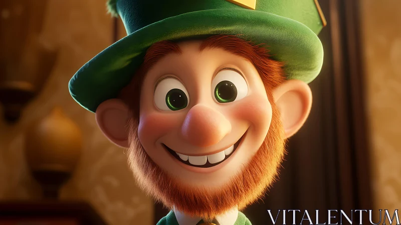 AI ART Smiling Leprechaun Cartoon Character