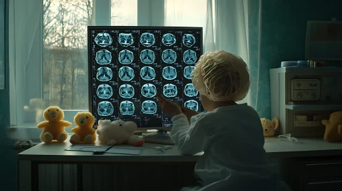 Pediatrician Analyzing Medical Imaging