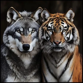 United: A Wolf and Tiger Portrait