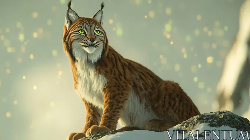 Wild Cat on Mountain Peak AI Image