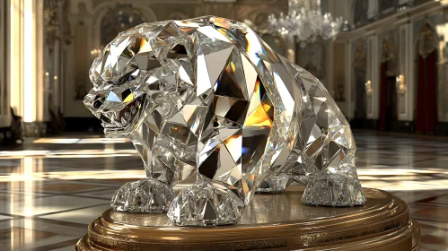 Majestic Crystal Bear Sculpture in Opulent Interior