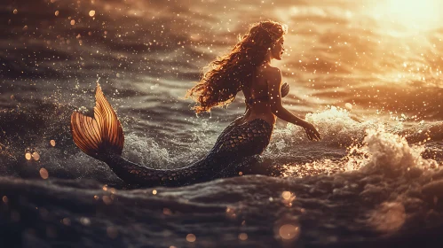 Mystical Mermaid Emerging from the Sea