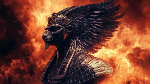 Fiery Egyptian God Sculpture