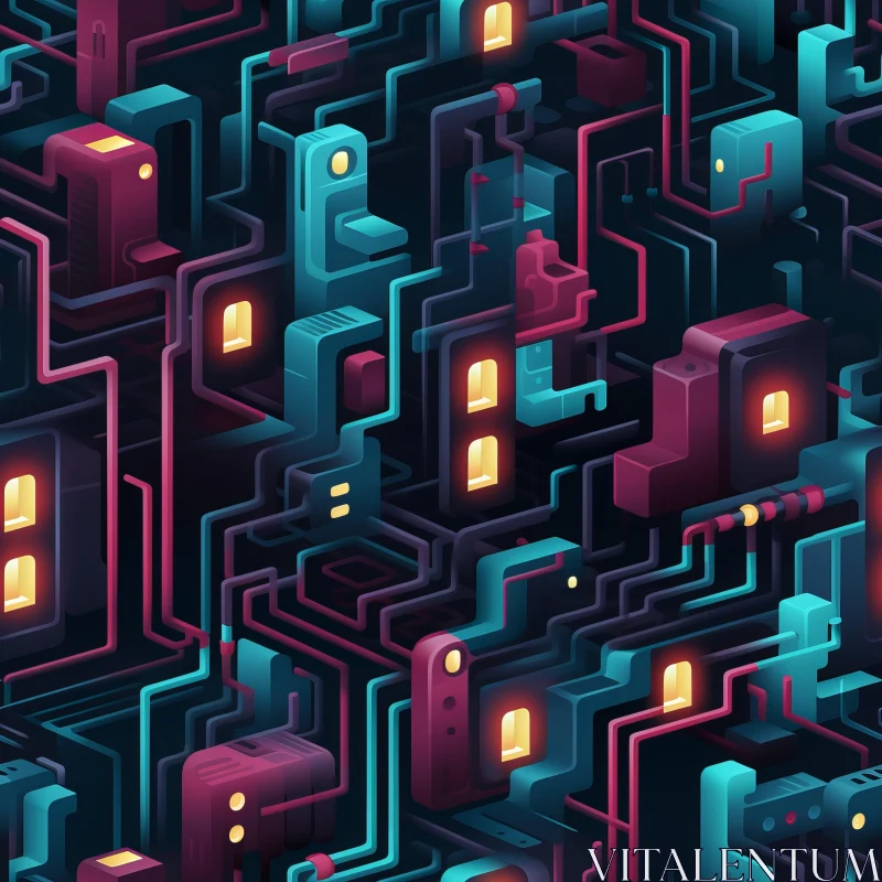 Futuristic Cityscape: A Blend of Cryptopunk and Pattern Design AI Image