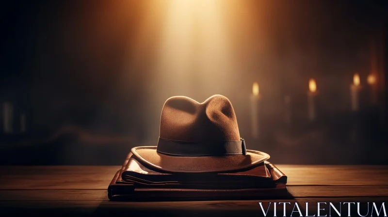 Vintage Hat on Dark Table | Animated Film Pioneer Style AI Image