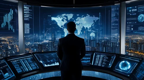 Man Analyzing Data in Modern Control Room